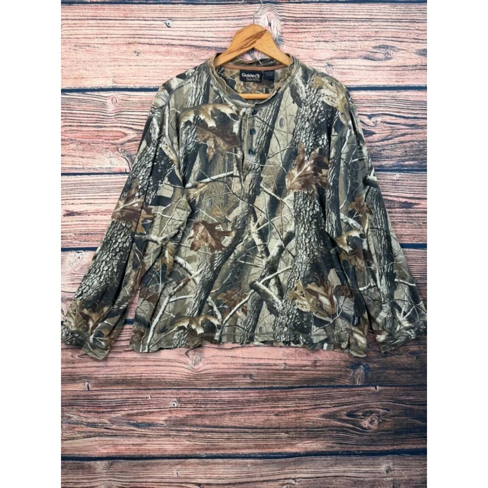 Guide Series Henley XL Realtree Camo Cotton Long Sleeve #4656